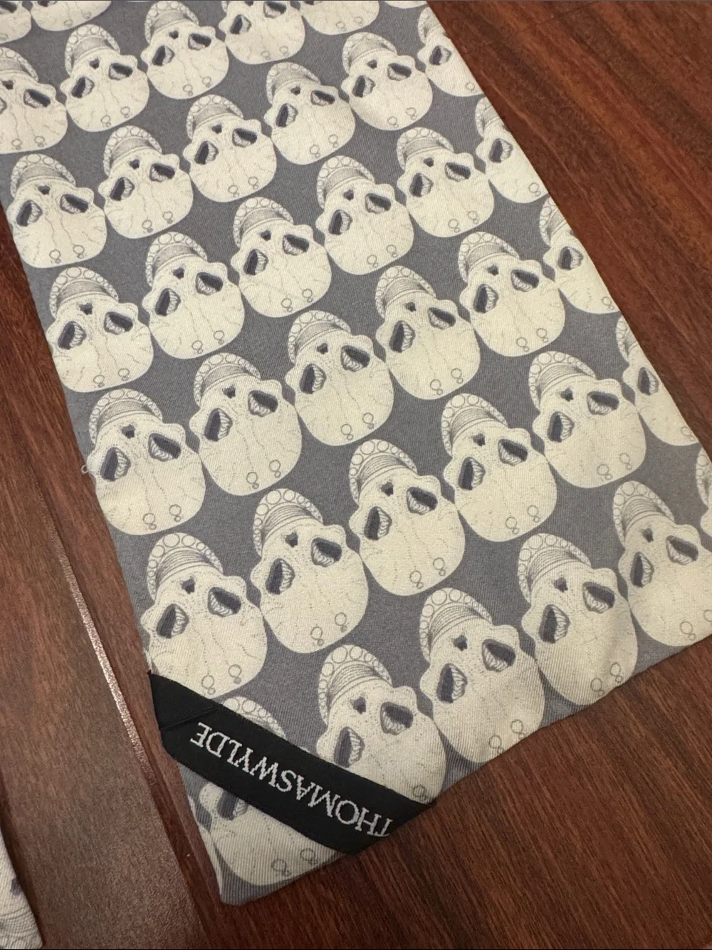 Thomas Wylde Gray Skull Pattern Scarf